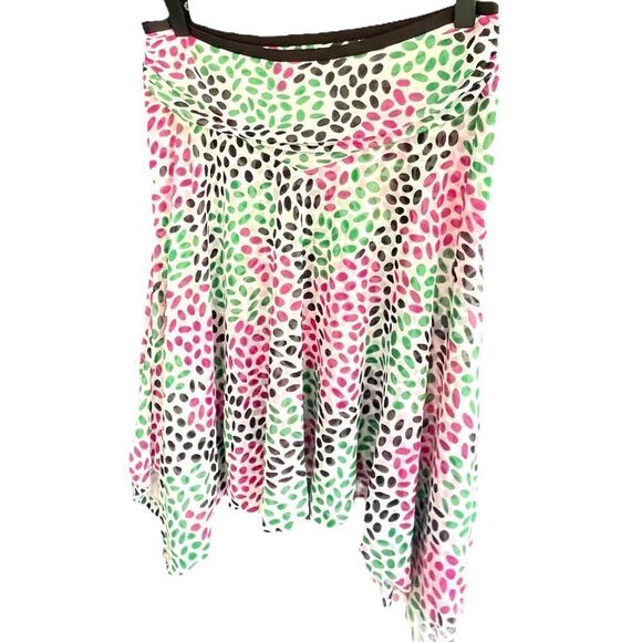 Diane Von Furstenberg 100% Silk Asymmetrical Polka Dot Skirt Size 4 - Picture 2 of 4